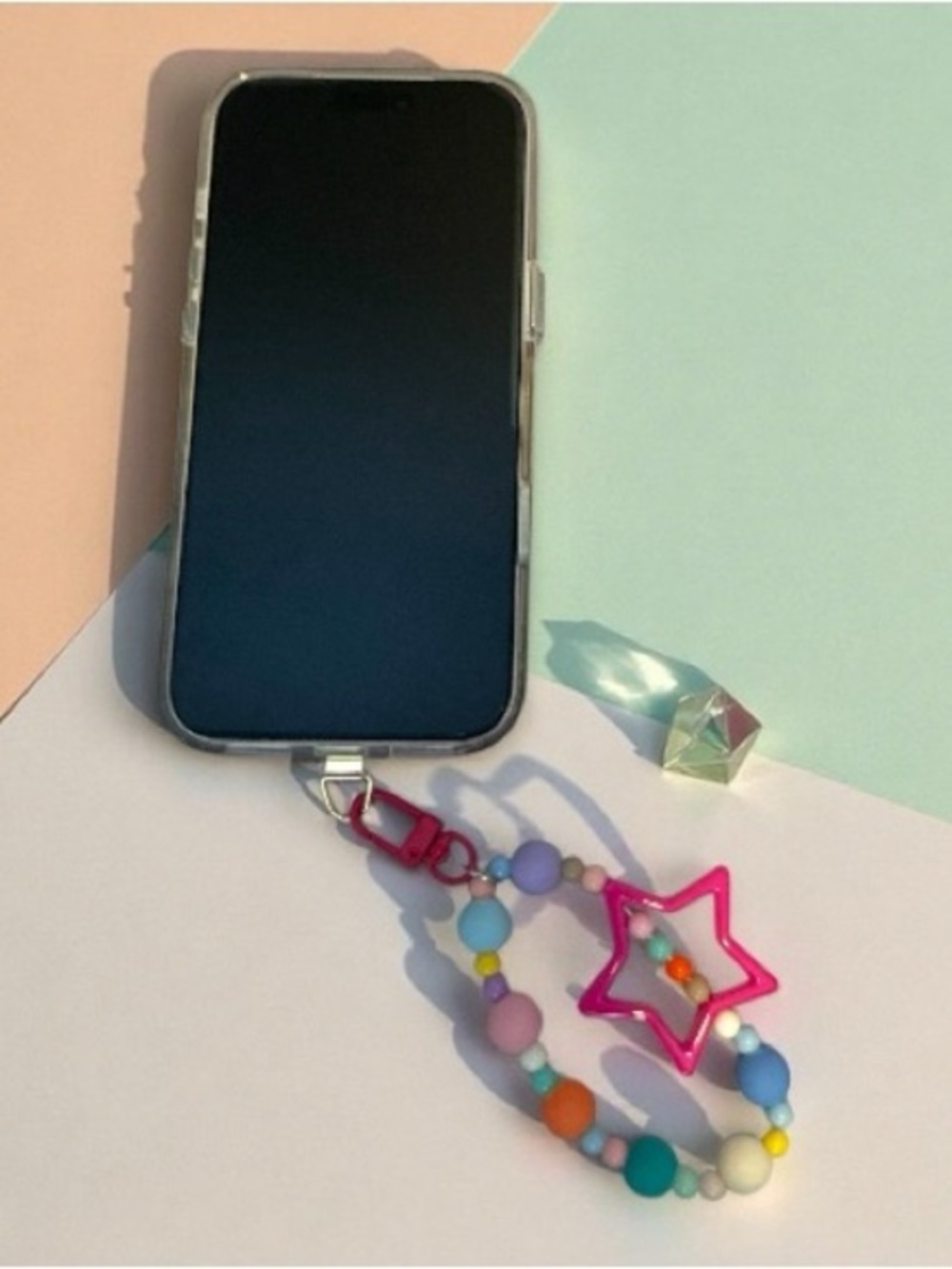 ⭐ Colorful Beaded Star Phone Charm Wristlet | Y2K Rainbow Silicone Beads